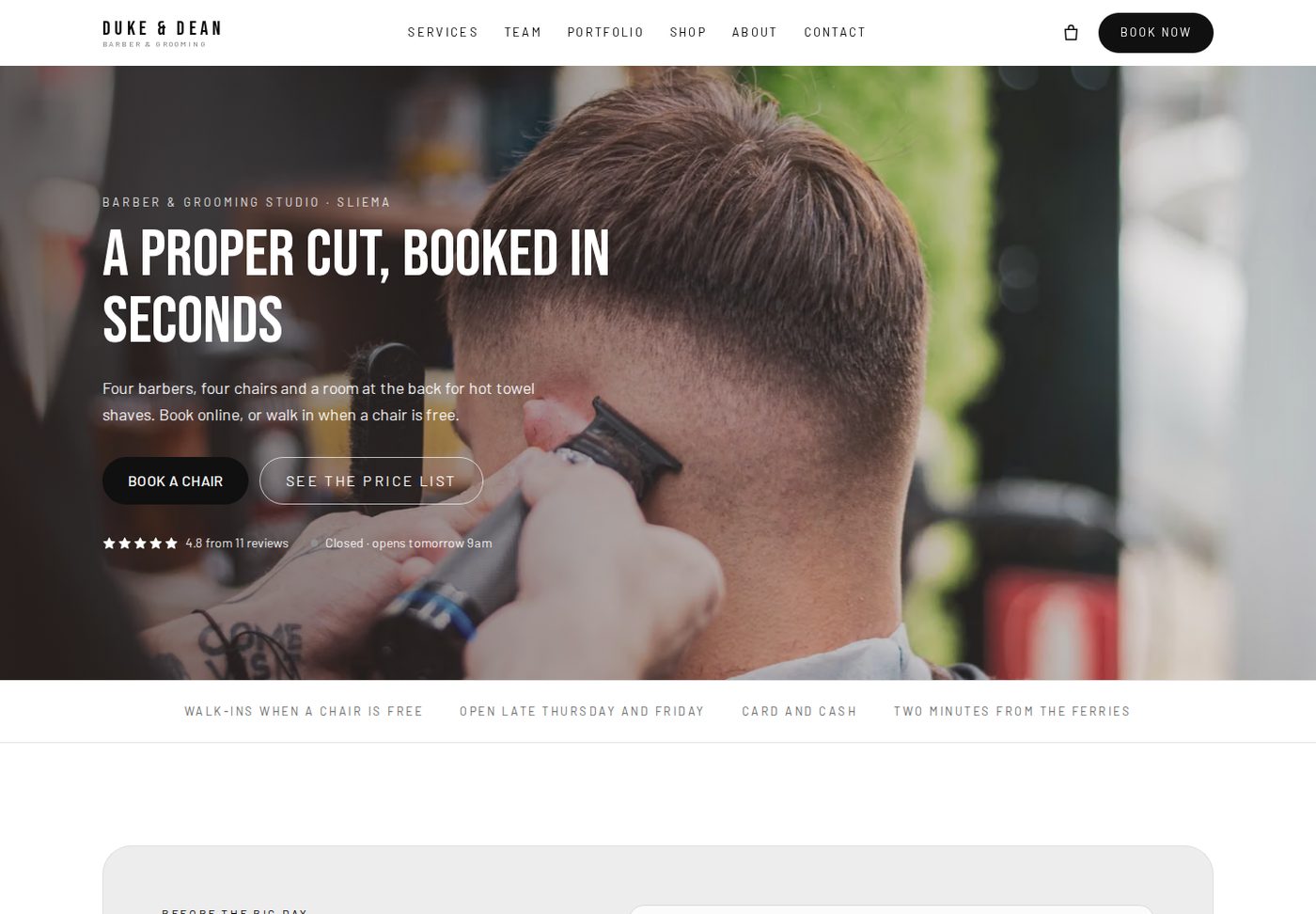 A booking site built by Blinklabs, open on a laptop