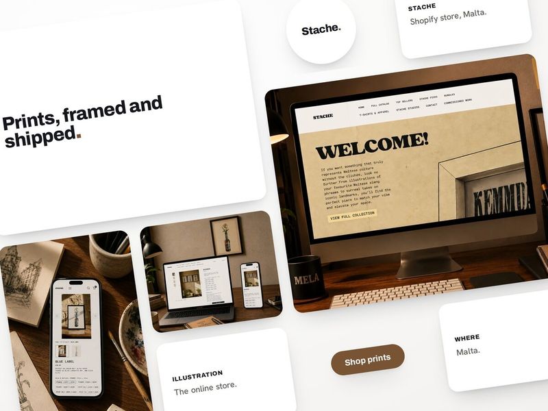 Stache Studios, Shopify store by Blinklabs