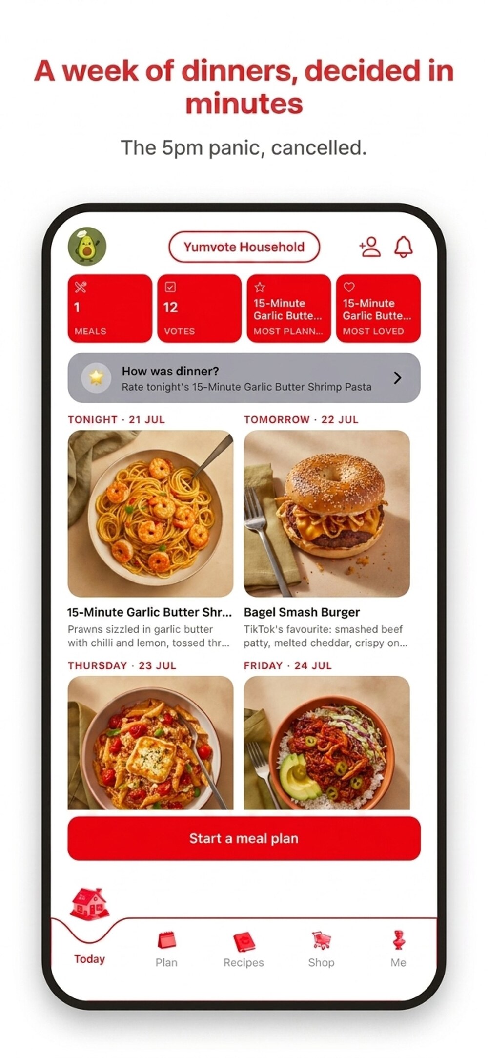 Yumvote weekly meal plan
