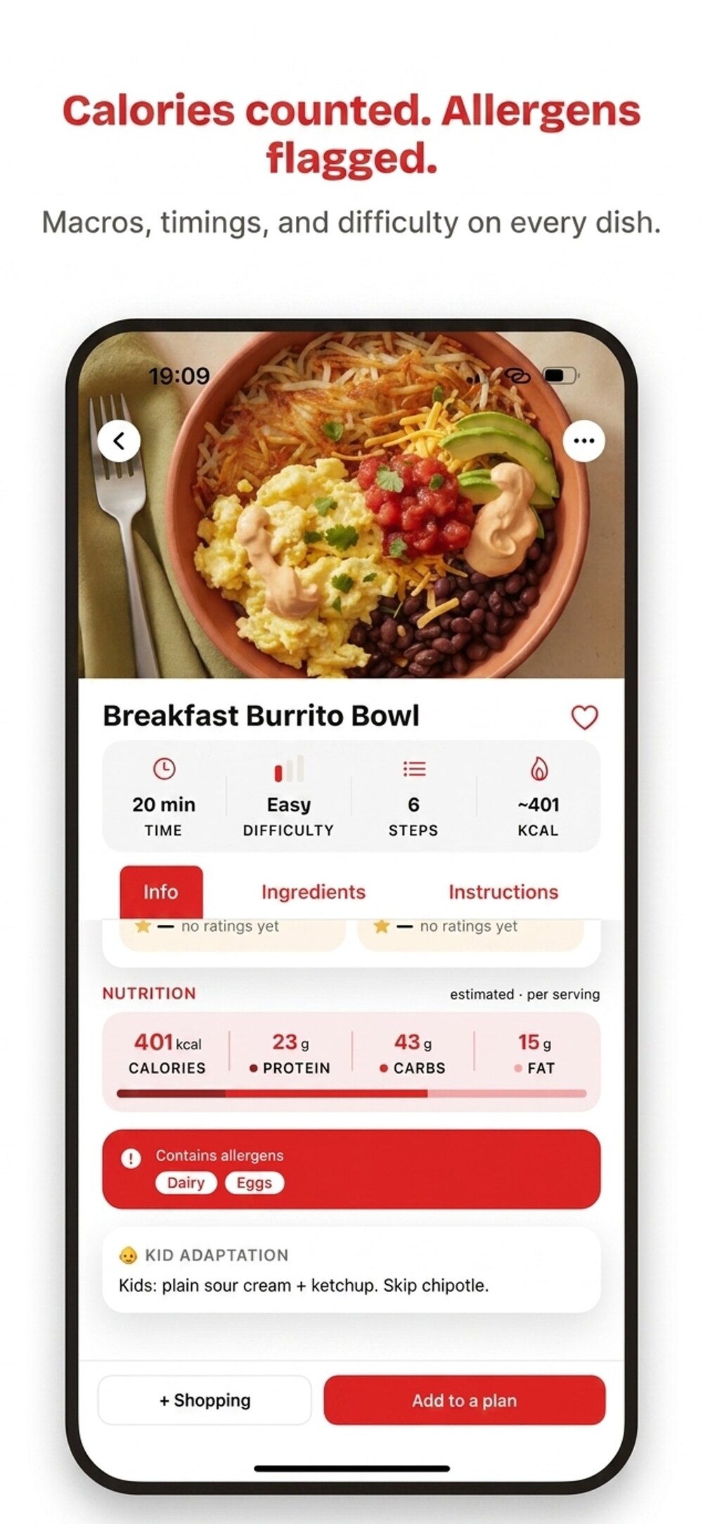 Yumvote nutrition and allergens